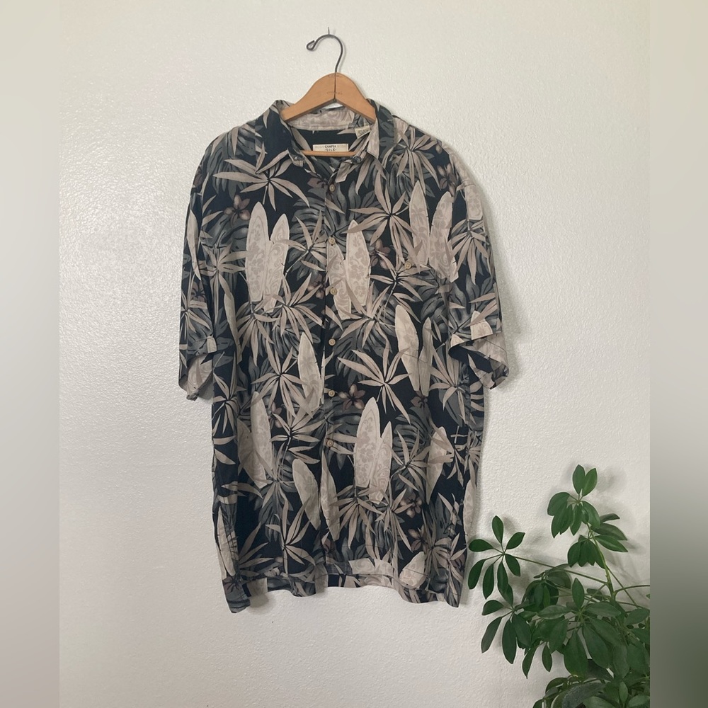 Campia Moda Silk Hawaiian Shirt Mens Large Great Condition Casual Button Down